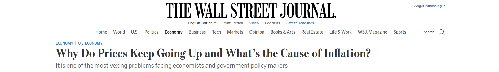 Inflation Headline WSJ