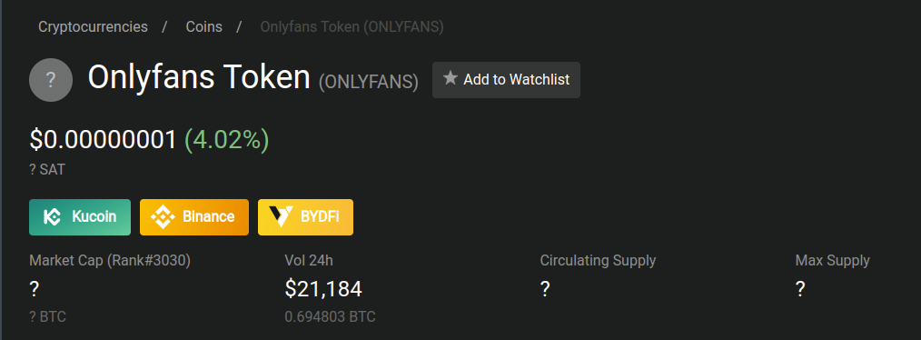 OnlyFans Stock ONLYFANS Token